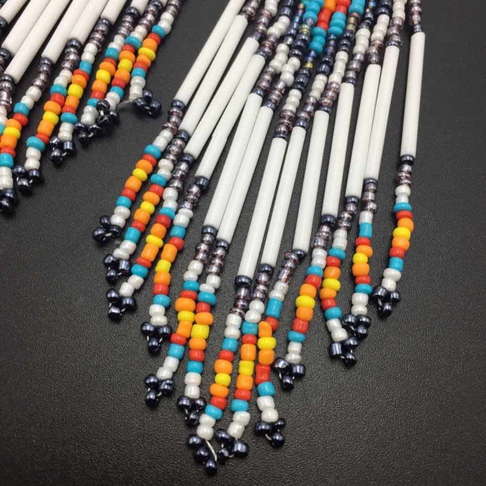 Bohemian  Beaded Long Tassel Earrings - Picture 2 of 4